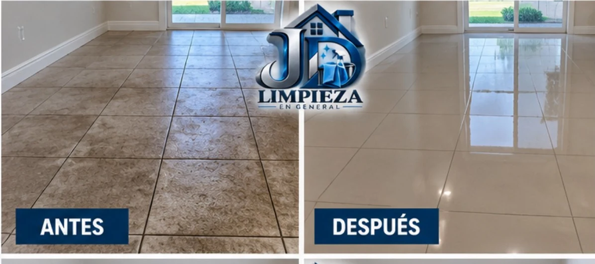 Antes y después del pulido y limpieza de un suelo